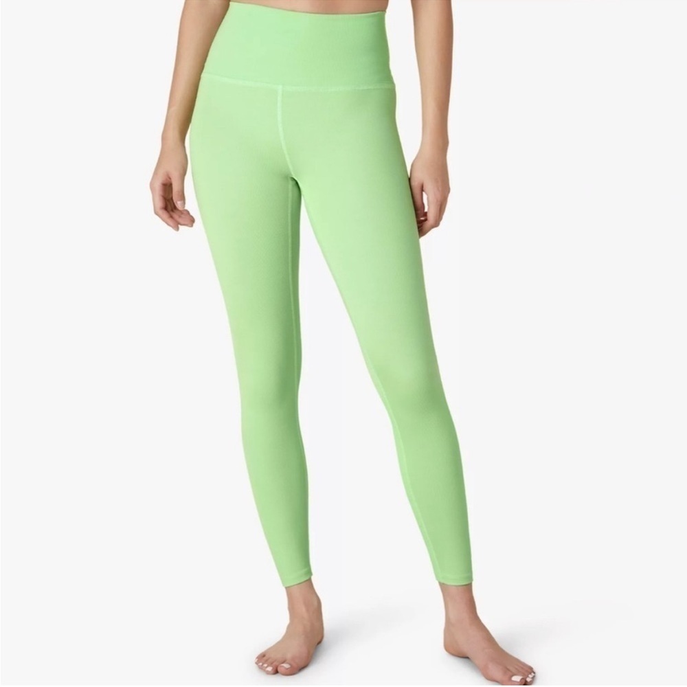 NWT Beyond Yoga Heather Ribbed High Waisted Midi Legging Lime Green